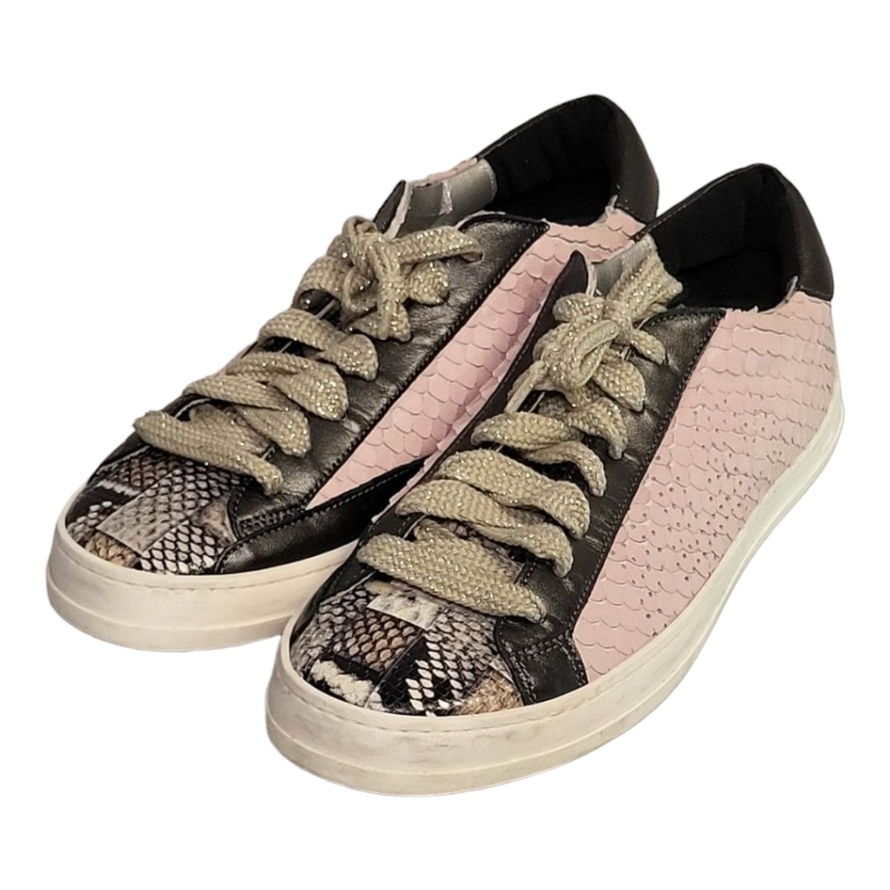 P448 John Pink‎ Pythoneather Women Sneakers size 40